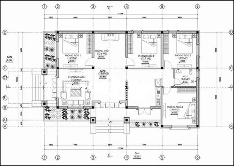 91+ Mẫu Thiết Kế Bản Vẽ 3D Nhà Cấp 4 4 Phòng Ngủ Đẹp - Hiện Đại