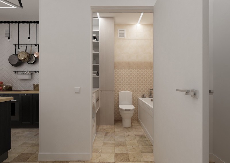 Nhà vệ sinh với đầy đủ tiện nghi được phủ một màu trắng giúp cho cả căn nhà đồng màu, không gian rộng rãi hơn 