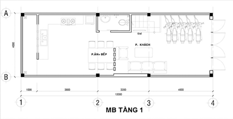 Ban Ve Thiet Ke Nha Pho 4 Tang 4x12m